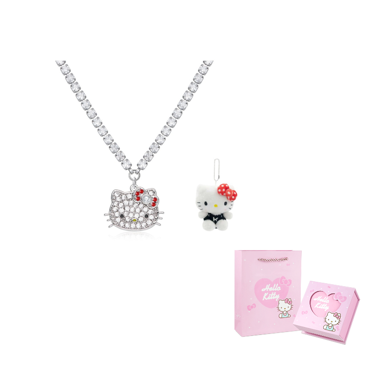 

Колье для женщин Sanrio, hello kitty белый золото-plated necklace+small doll