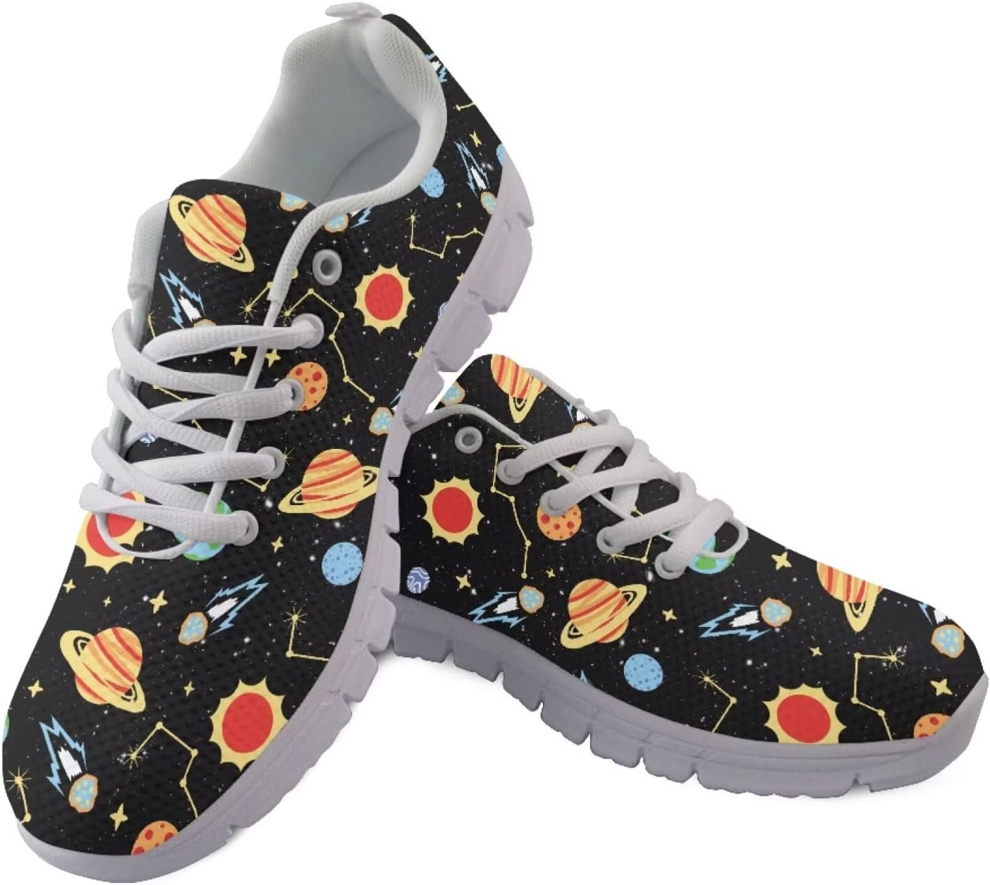 

Кроссовки Jeiento Galaxy для женщин и мужчин, сетчатые, дышащие, для бега по дороге, с нескользящей подошвой, на шнуровке, спортивная обувь, взрослые тренеры, Cartoon Planet