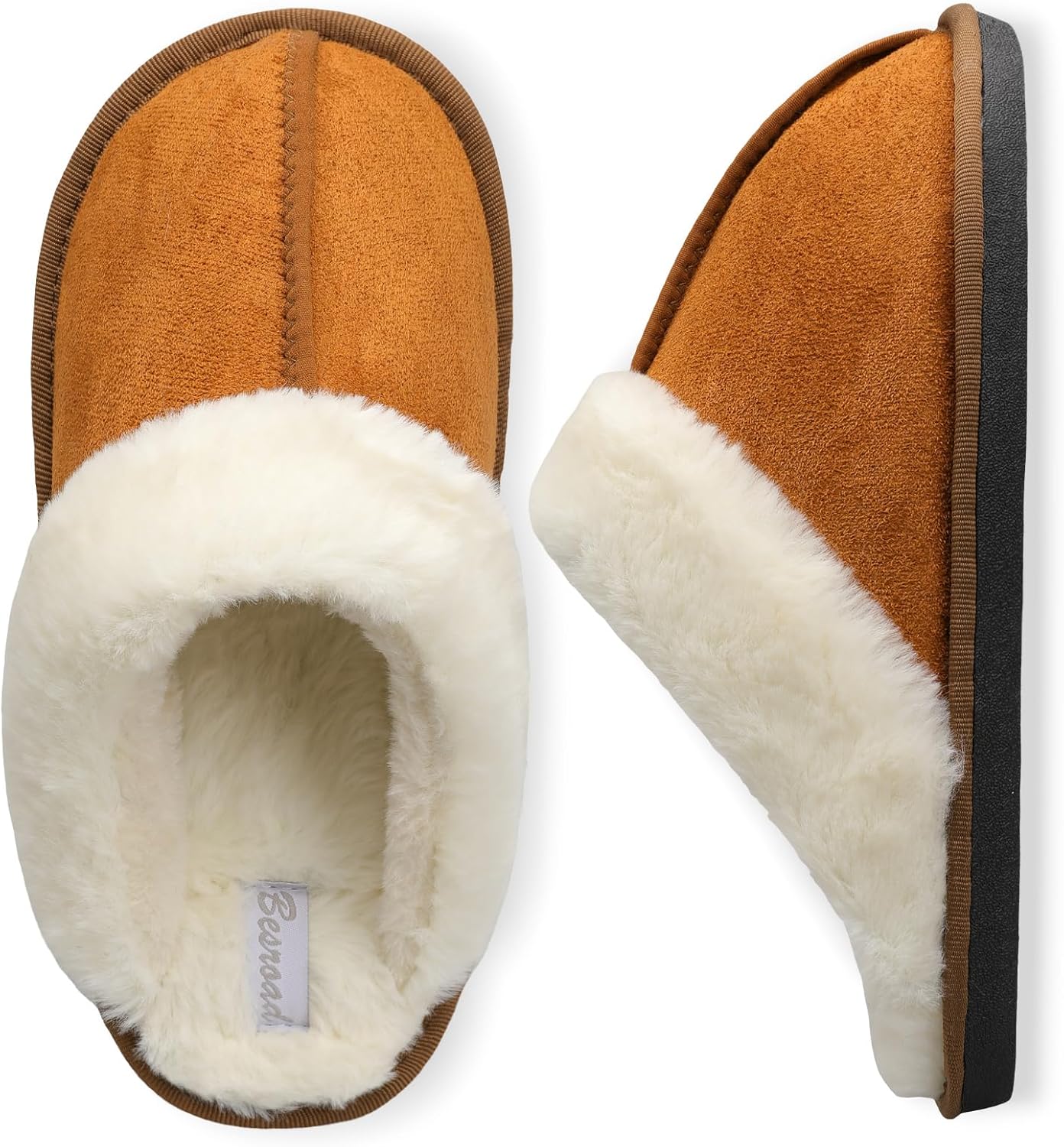 

Мужские тапочки Besroad с эффектом памяти, теплые пушистые домашние шлепанцы для спальни, для дома и улицы, Tan