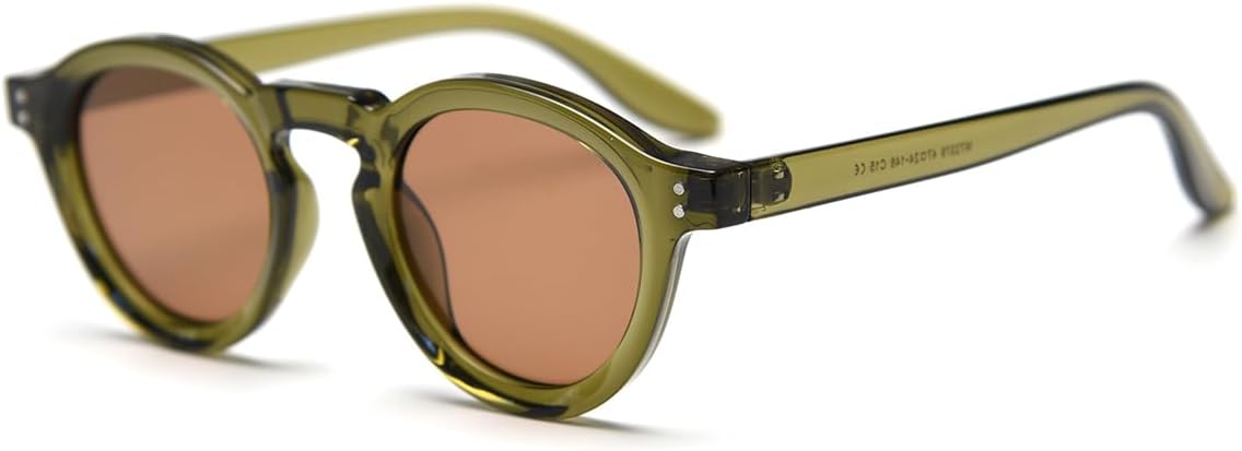 

Поляризованные солнцезащитные очки унисекс в стиле ретро для женщин (TR90), круглые солнцезащитные очки для мужчин (UV400), декоративная круглая оправа weiyuchen, Olive Green Brown