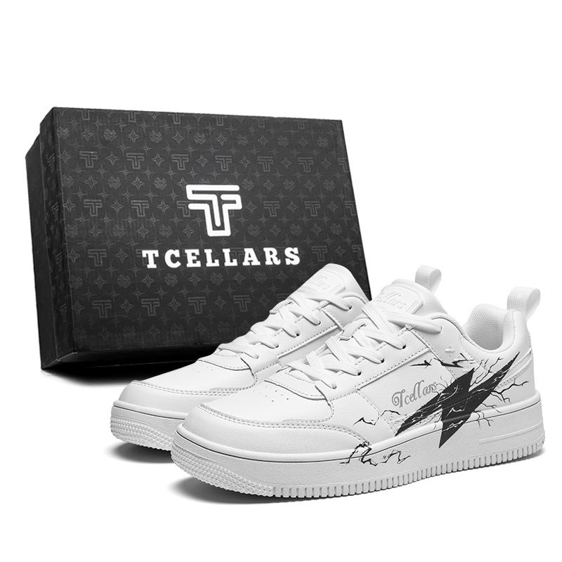 

TCELLARS Стильные устойчивые к истиранию легкие низкие кеды для скейтбординга с эффектом увеличения роста унисекс эксклюзивная коробка - белый (громовой удар)