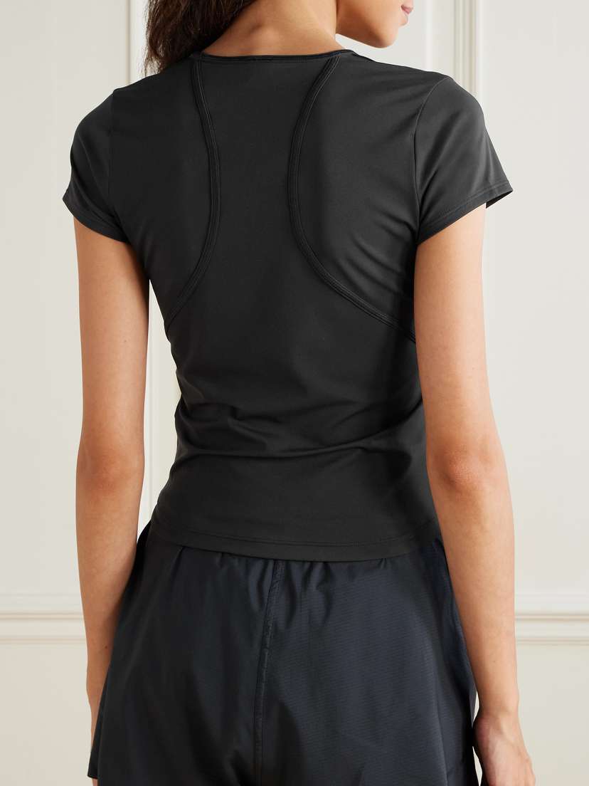 Топ из переработанного трикотажа с принтом и эластичностью Adidas By Stella Mccartney, черный — фото 2