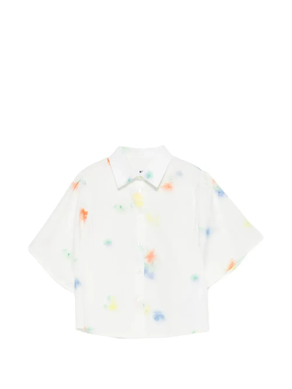 Рубашка с коротким рукавом и цветочным принтом Msgm Kids, белый