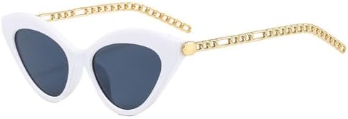 

Ретро-солнцезащитные очки ярких цветов для женщин, модные мужские очки с металлической цепочкой, защита от УФ-излучения UV400, темно-зеленые солнцезащитные очки MTZJH, White Gray