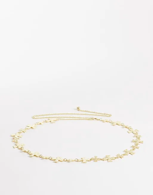 

Ремень-цепочка изогнутой формы с золотыми крестами My Accessories