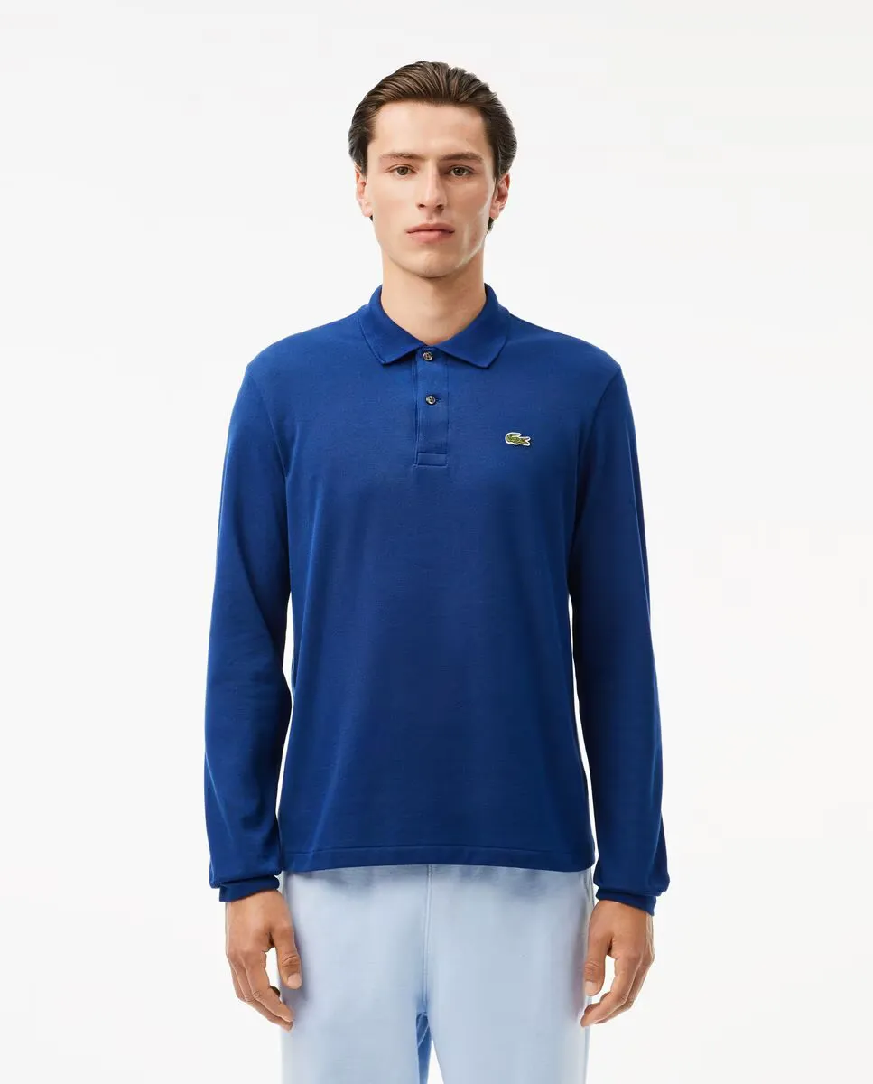 

Оригинальная мужская рубашка поло с длинными рукавами Lacoste, синий