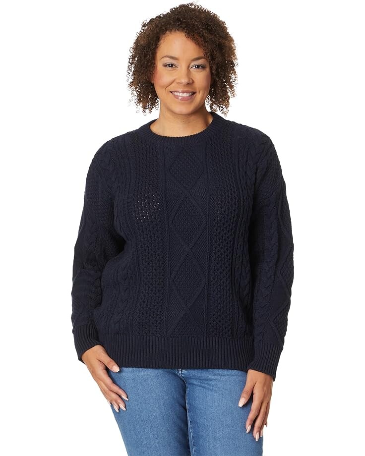 

Свитер Madewell Plus Rey Cotton Cable Crew Pullover, цвет Deep Indigo