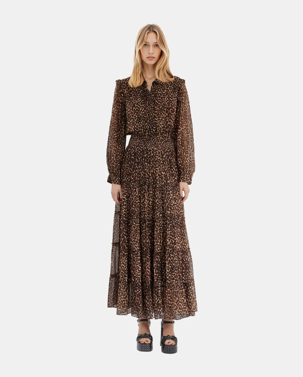 

Длинное платье с анималистичным принтом The Kooples, коричневый