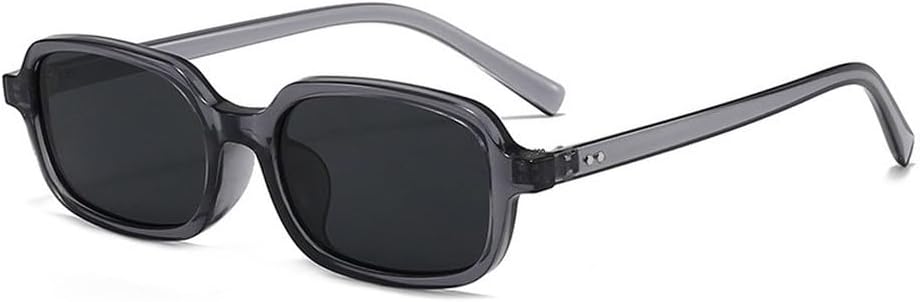 

Женские солнцезащитные очки прямоугольной формы, модные, конфетные оттенки, защита от УФ-излучения UV400, мужские в стиле ретро, ​​заклепки, прозрачная оправа SKFGNX, Grey Grey