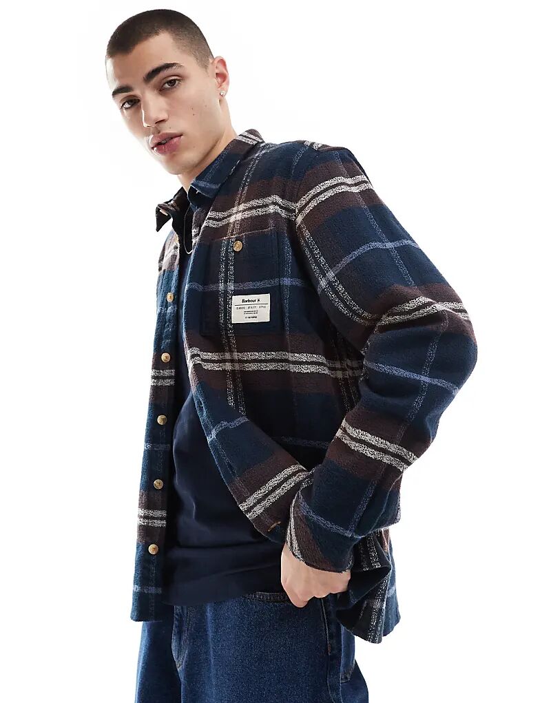 

Рубашка свободного кроя Coldfall в клетку темно-синего цвета Barbour