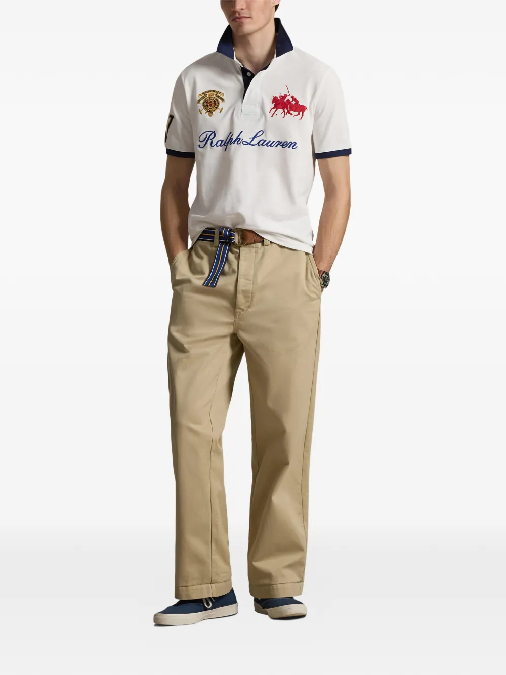 Поло из сетчатого материала с вышитым гербом Polo Ralph Lauren, белый — фото 2