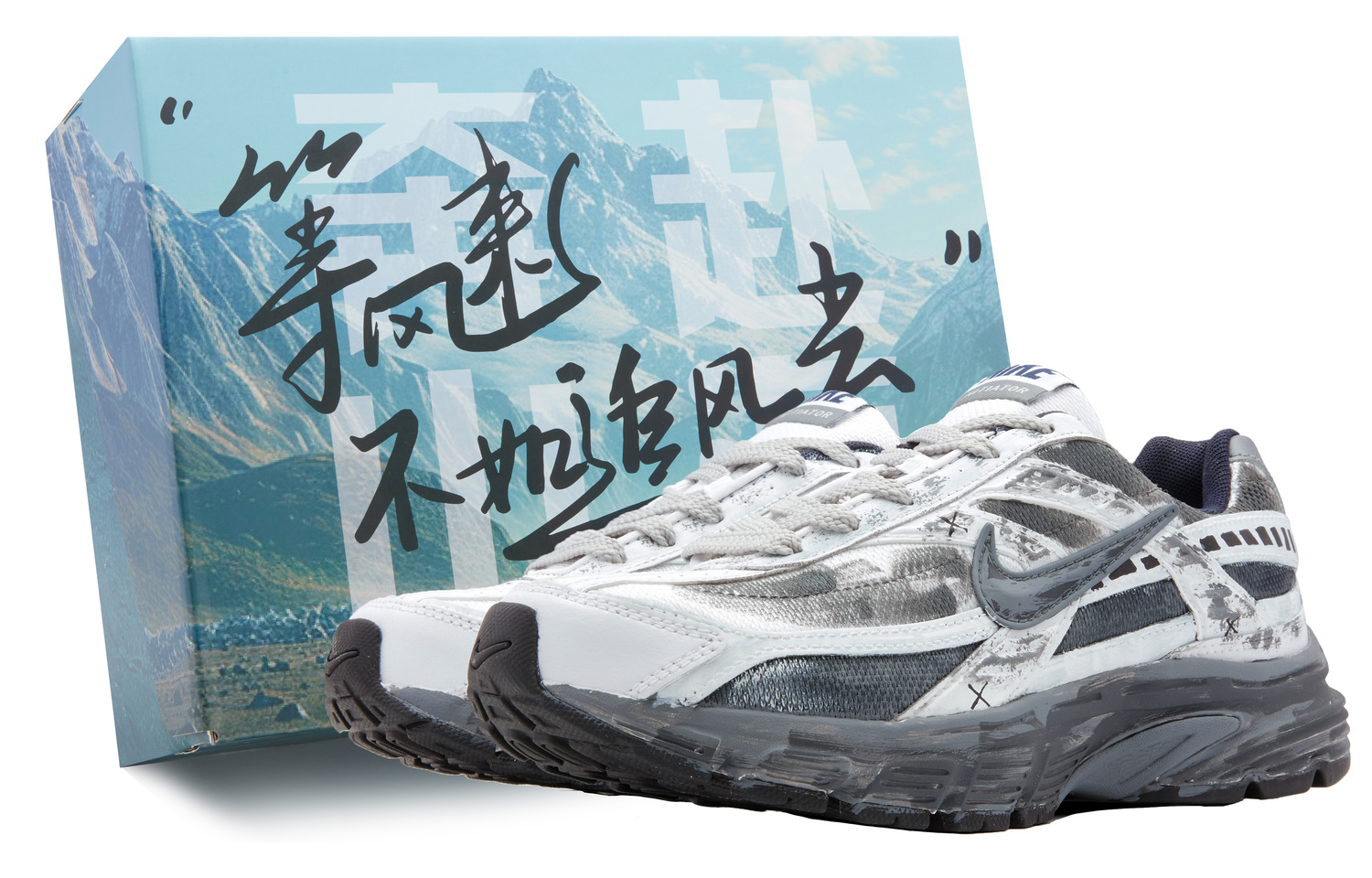 

Nike Инициатор Антискользящие и износостойкие дышащие низкие кроссовки для бега мужские бело-серые