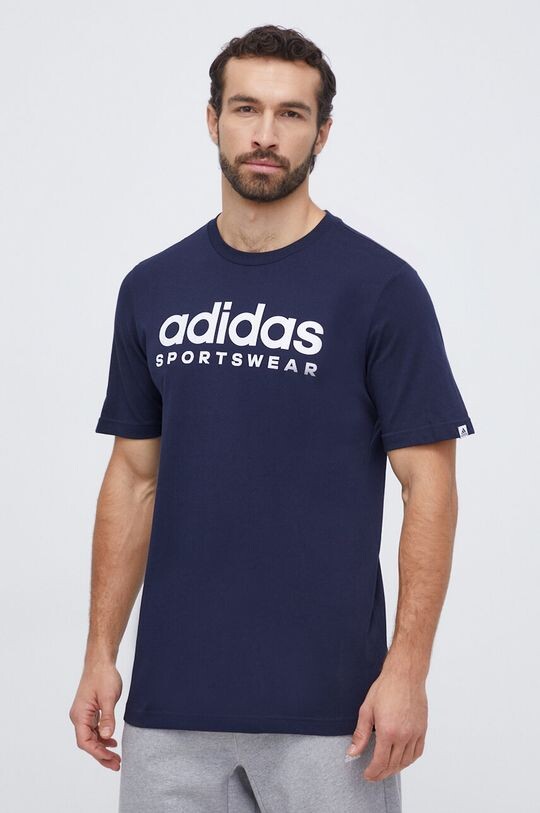

Хлопковая футболка adidas, темно-синий