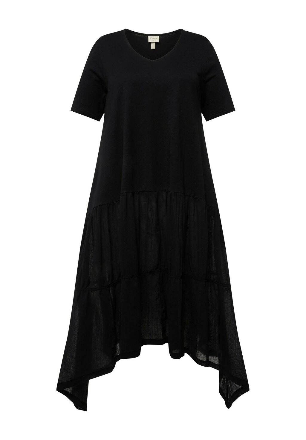 

Платье макси HANDKERCHIEF HEM SHORT SLEEVE Ulla Popken, черный
