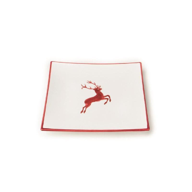 

Десертная тарелка Ruby Red Deer/тарелка для завтрака 20x20x2,6 см Gmundner Keramik, бело-красный