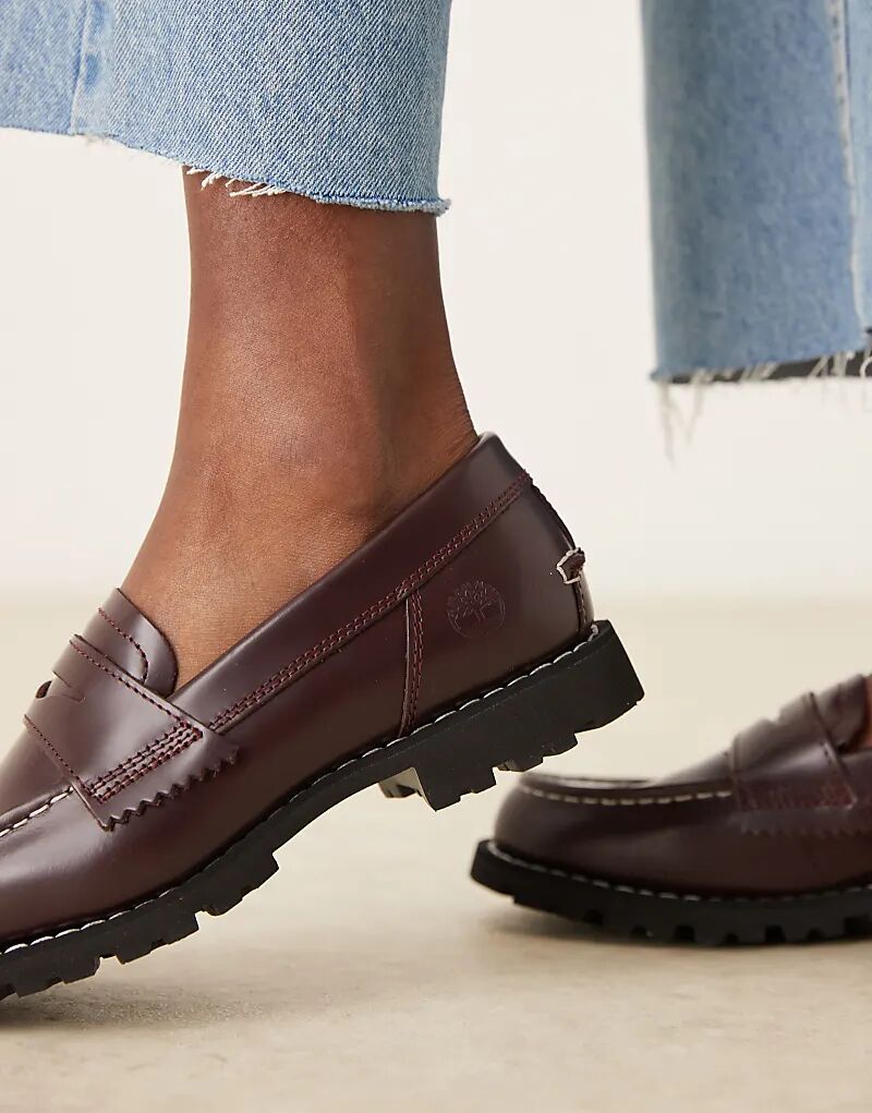 Пенни-лоферы Timberland Noreen с контрастной строчкой из бордовой кожи — фото 2