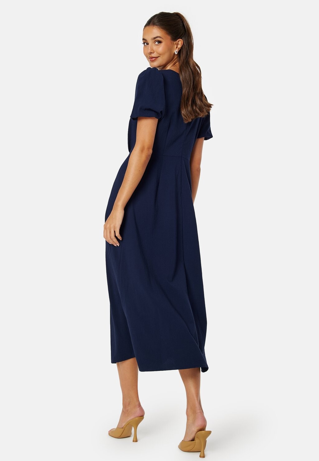 

Летнее платье Round Neck Puff Sleeve Maxi Dress Bubbleroom, темно-синее