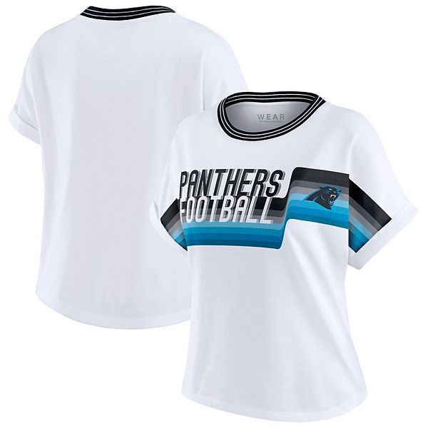 

Женская белая футболка Carolina Panthers с укороченным рукавом и центральной полосой Wear By Erin Andrews, Белый, Женская белая футболка Carolina Panthers с укороченным рукавом и центральной полосой Wear By Erin Andrews