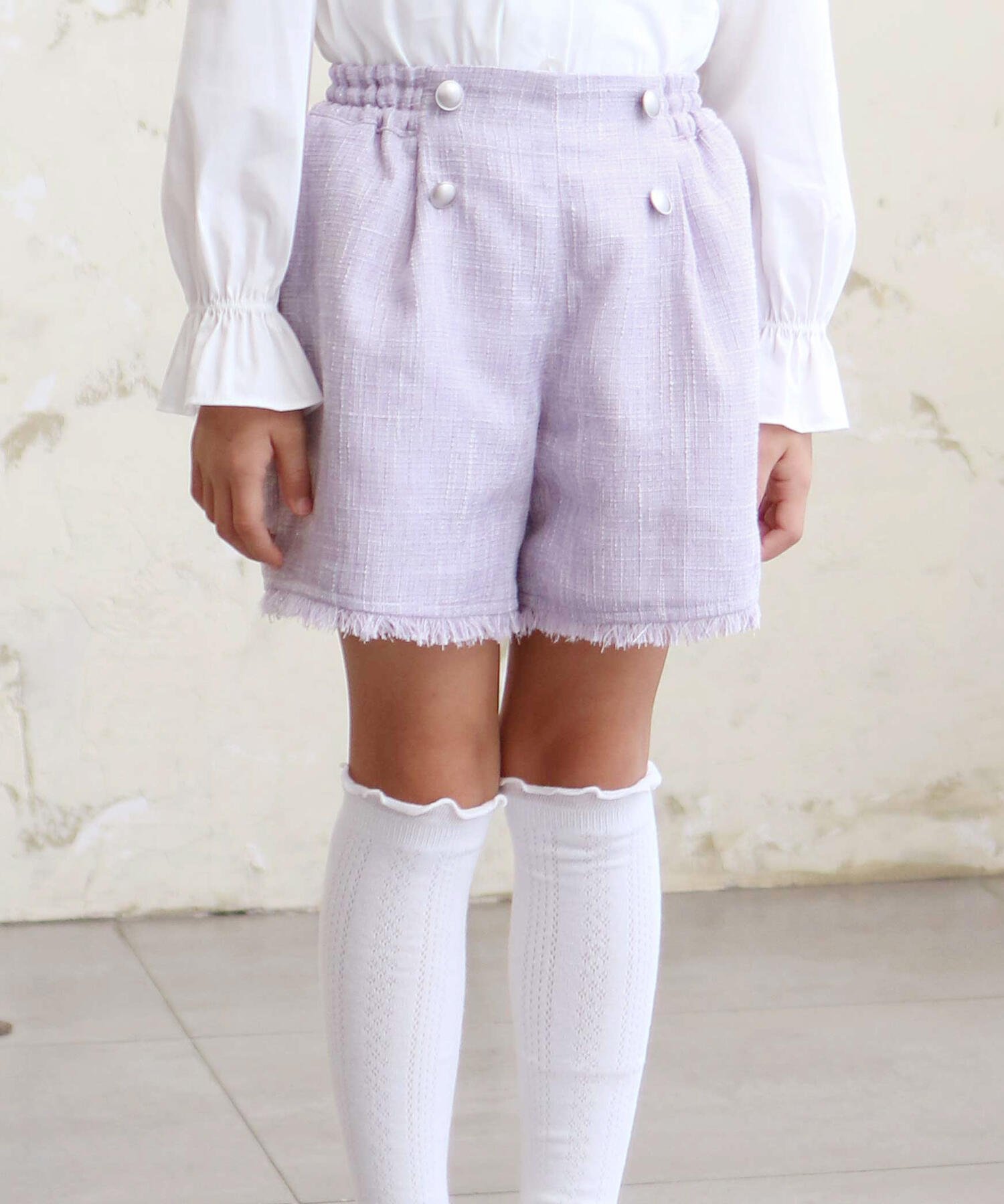 Подходящие по цвету шорты с бахромой в твидовом стиле (90-150 см) BeBe, Purple