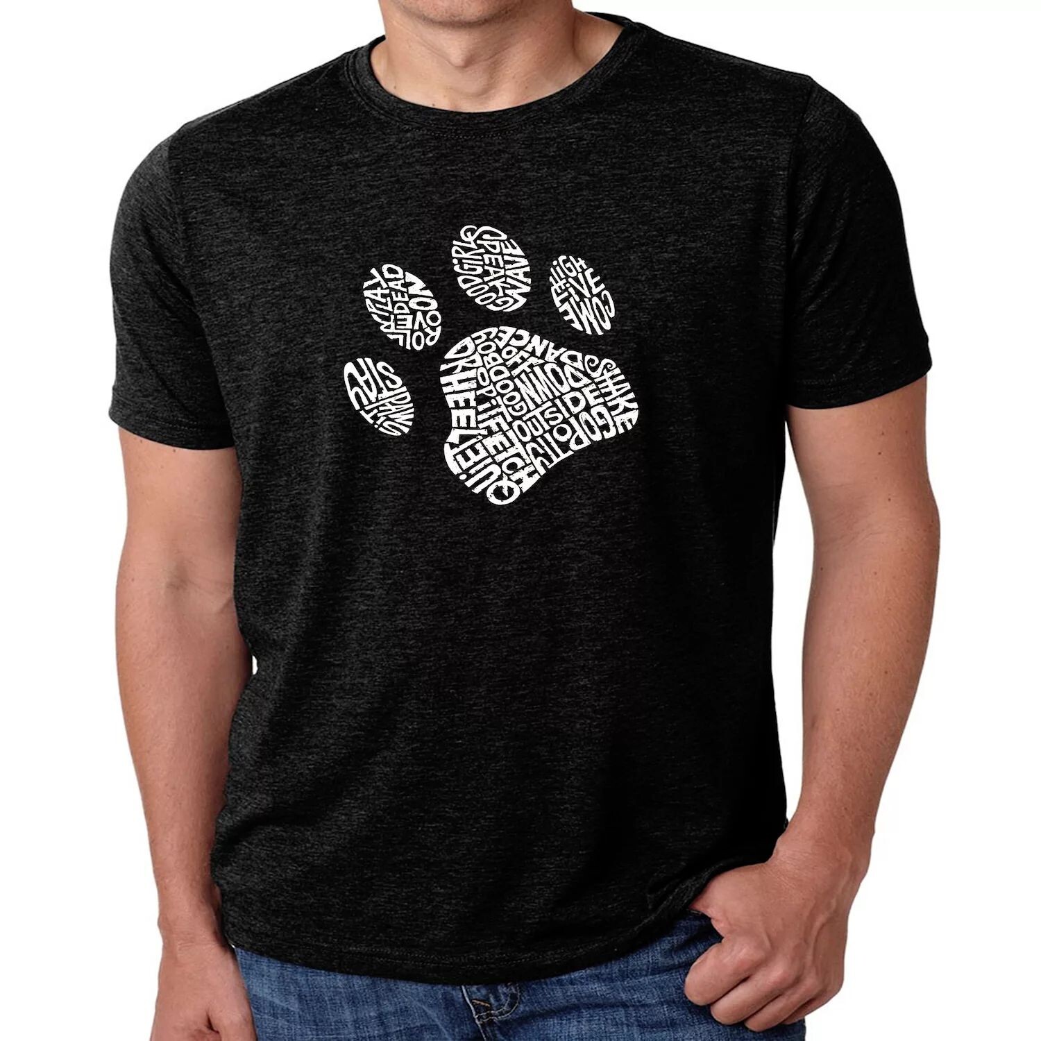 

Dog Paw — мужская футболка премиум-класса с текстом Word Art LA Pop Art, черный