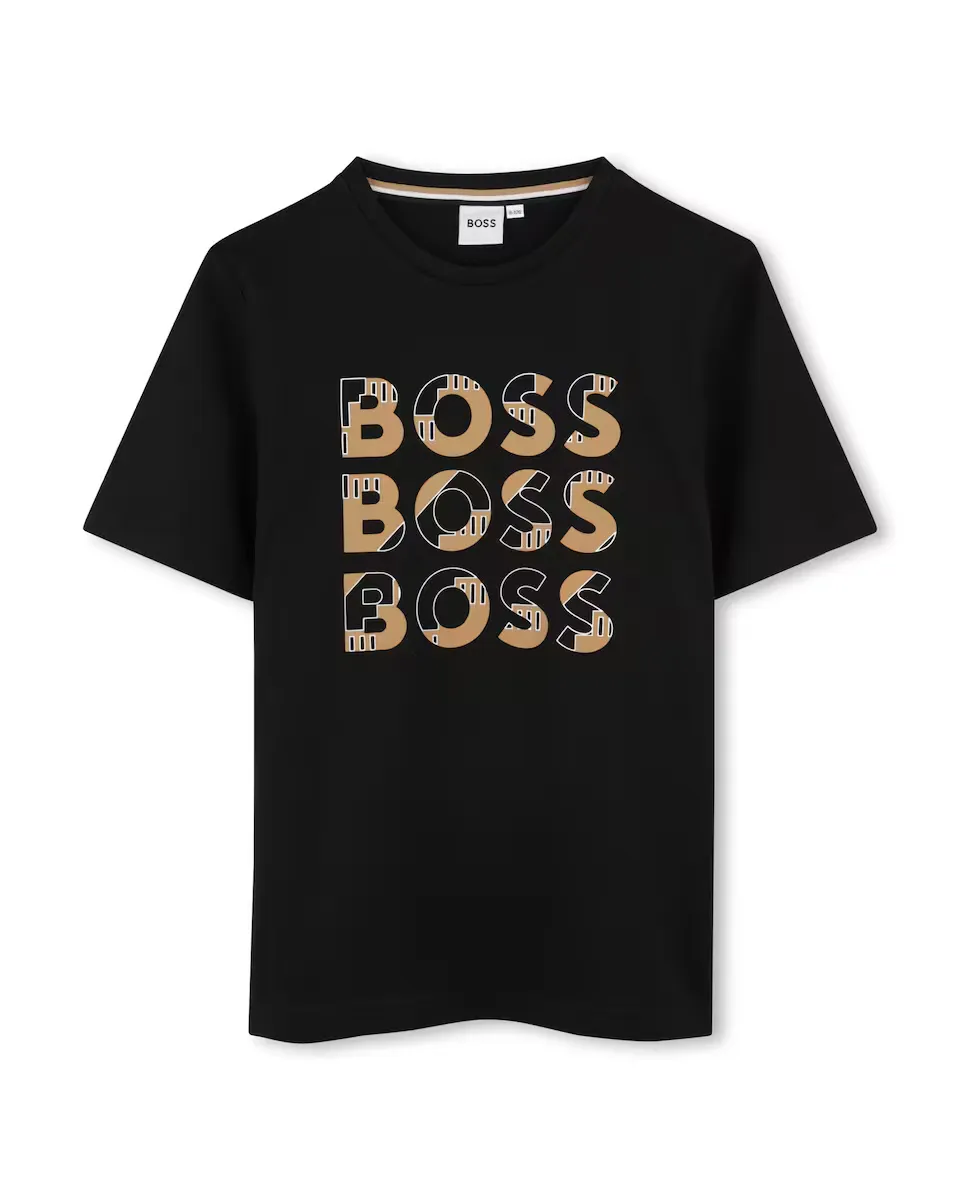 

Футболка для мальчика с короткими рукавами из 100% хлопка BOSS Kidswear, черный
