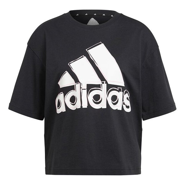 

Футболка big logo t ss contrasting colors logo printing sports short sleeve black Adidas, черный
