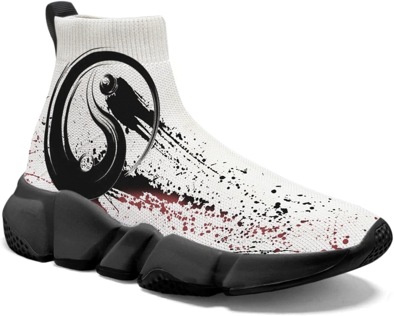 

Мужские кроссовки Hetios с граффити, для ходьбы и бега, носочные, легкие, удобные, дышащие, многоцветные, черный