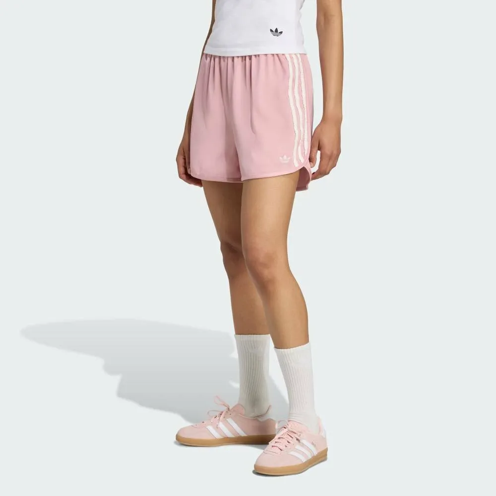 Шорты Originals из атласа с оборками и тремя полосками Adidas, pink