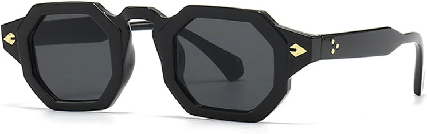 

Ретро-солнцезащитные очки Polygon для женщин с заклепками, градиентные солнцезащитные очки UV400 для мужчин, панк-солнцезащитные очки VVTWSSW, Black Gray