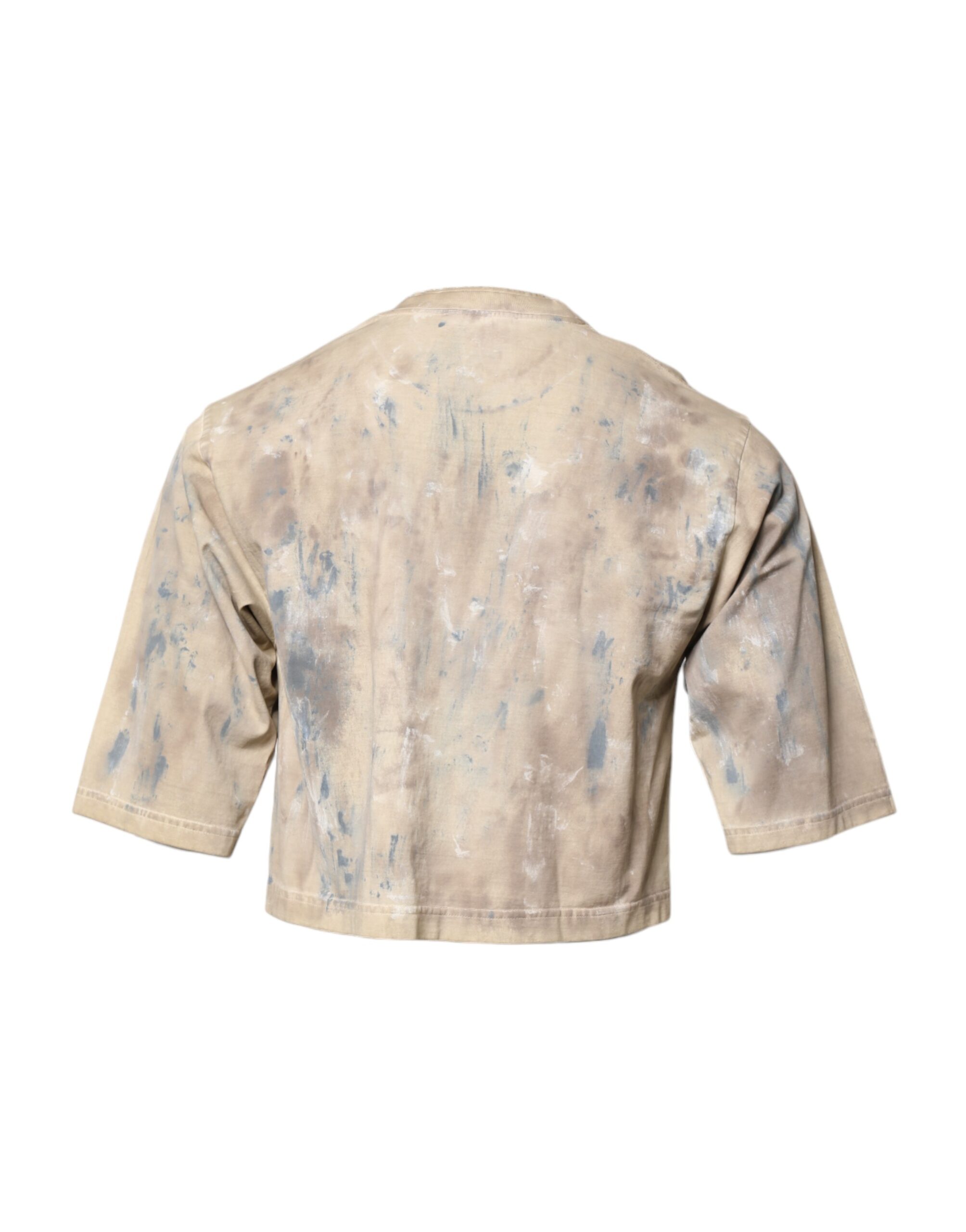 Укороченная футболка бежевого цвета с вышивкой Tie Dye DG Dolce & Gabbana, Beige — фото 3