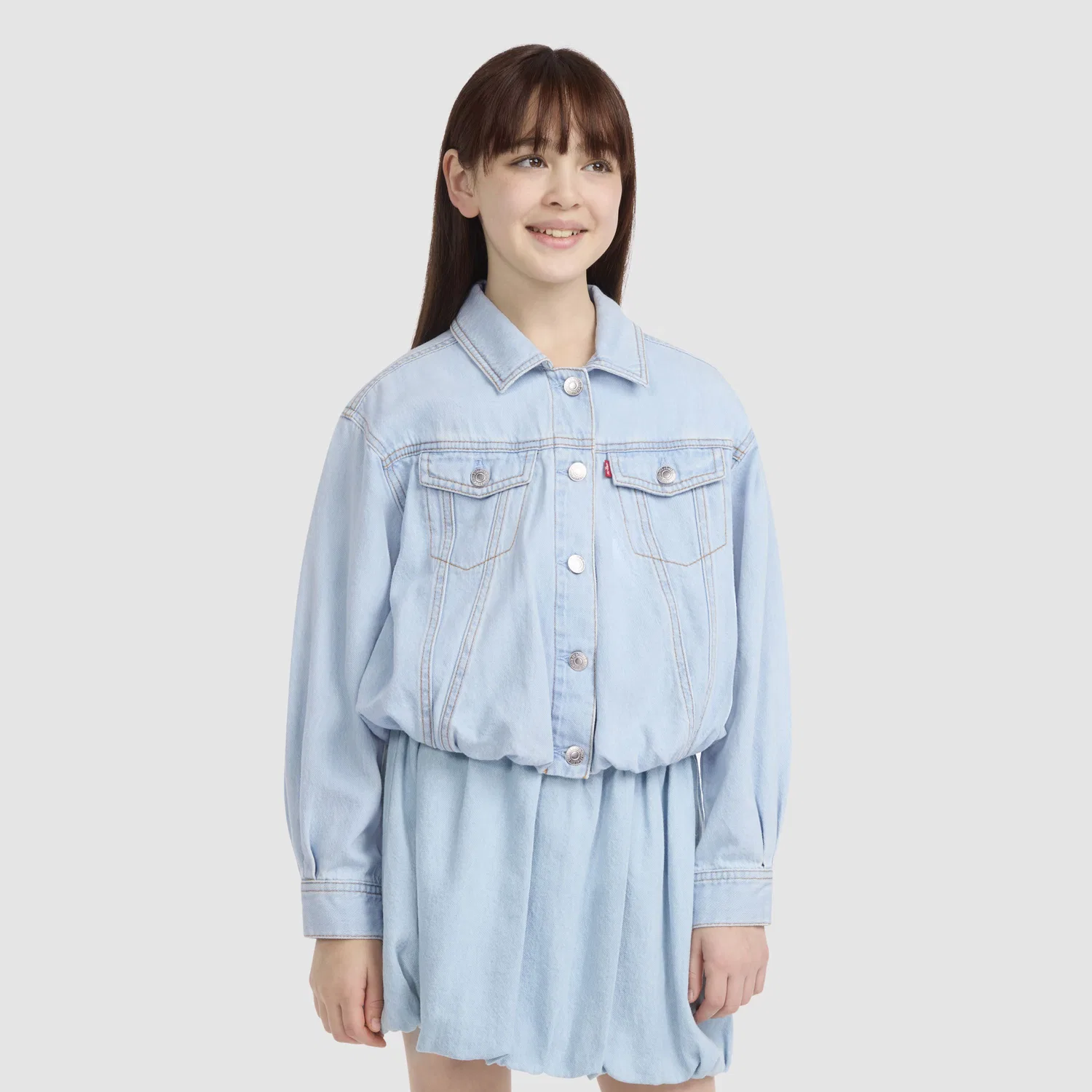 Джинсовая куртка-тракер Bubble Denim для девочек 7-16 лет Levi's, Light Wash
