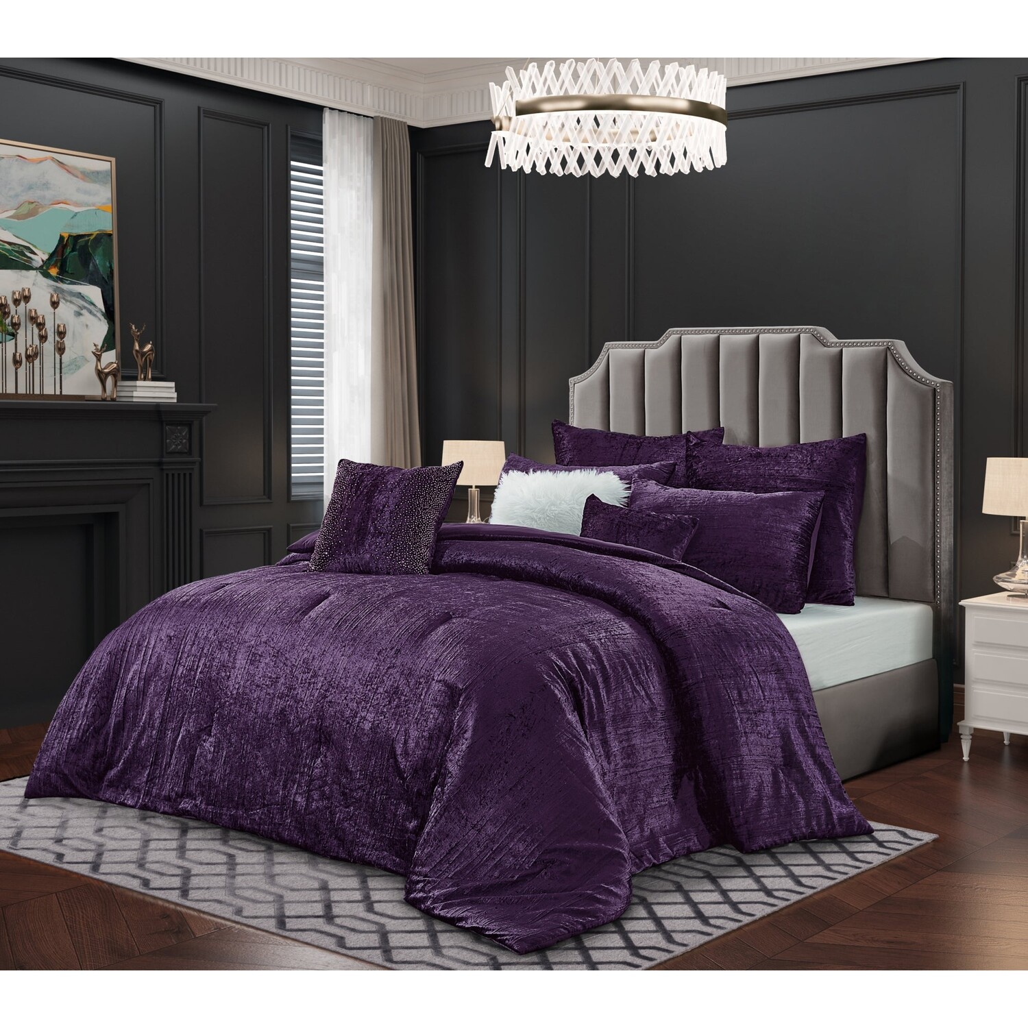

Комплект бархатного одеяла Grace Living Tova с подушками, цвет Purple