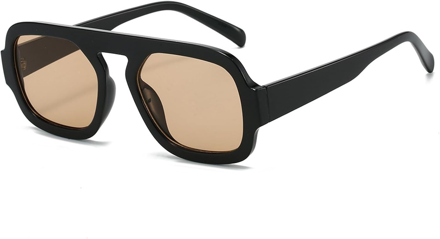 

Солнцезащитные очки Mirkcittle Trendy Square Aviator для женщин и мужчин, в стиле ретро с плоской оправой, классические стильные дизайнерские солнцезащитные очки, Black/Light Brown Lens