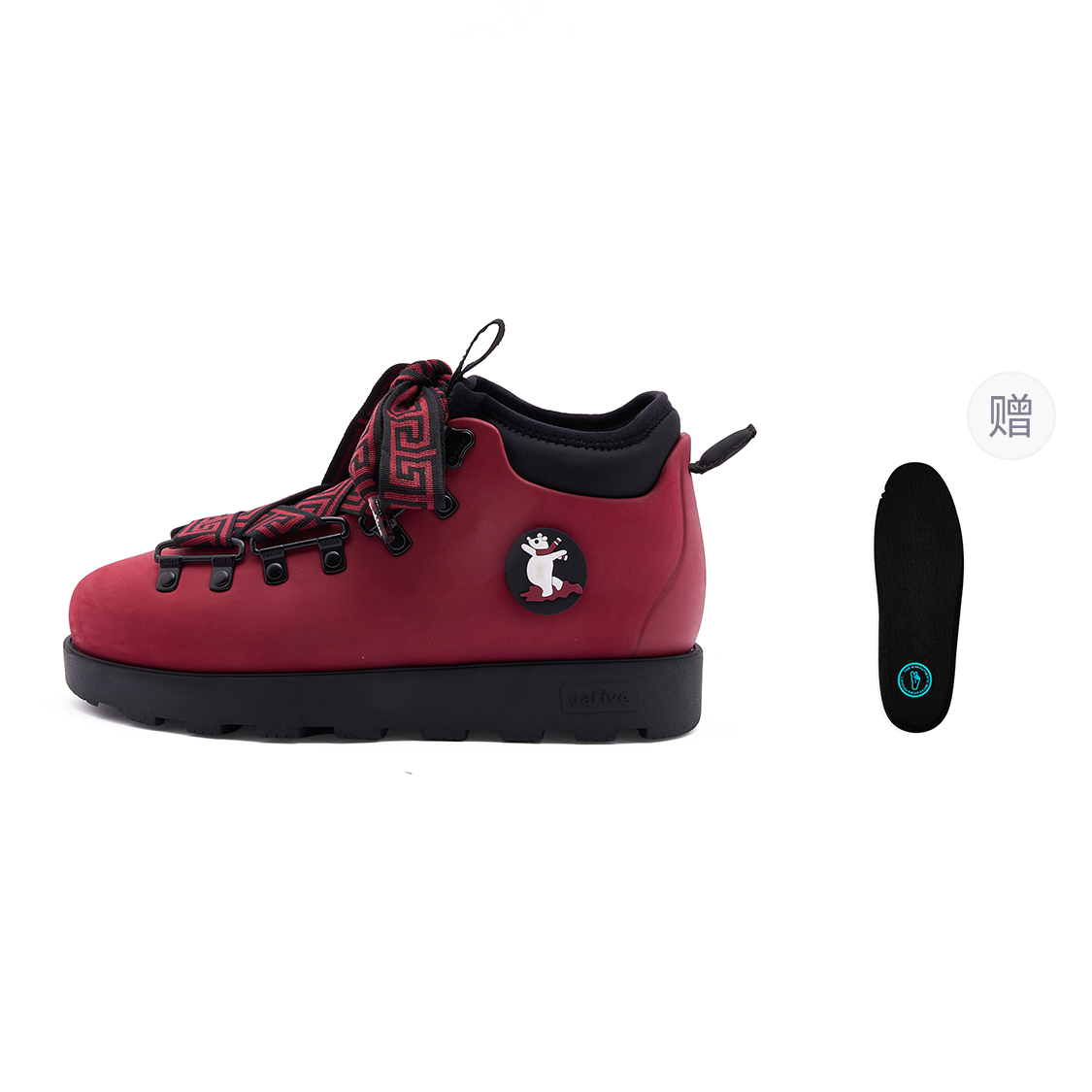 

Fitzsimmons 3.0 усовершенствованные рабочие ботинки для активного отдыха короткие ботинки martin unisex Native Shoes, темно-розово-красный | Scarf Bear Badge | черный[Gift Included Height-Increasing Insole]