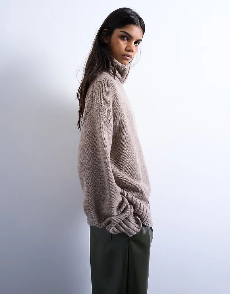 

Водолазка Topshop из высококачественной пряжи в цвете «овсянка»