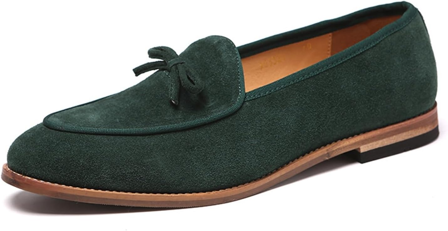 

Мужские лоферы DMGYCK без шнурков, ручной работы, из кожи, дышащие, удобные, мягкие, с ручной строчкой, повседневная обувь для мужчин, замшевые классические туфли, зеленый