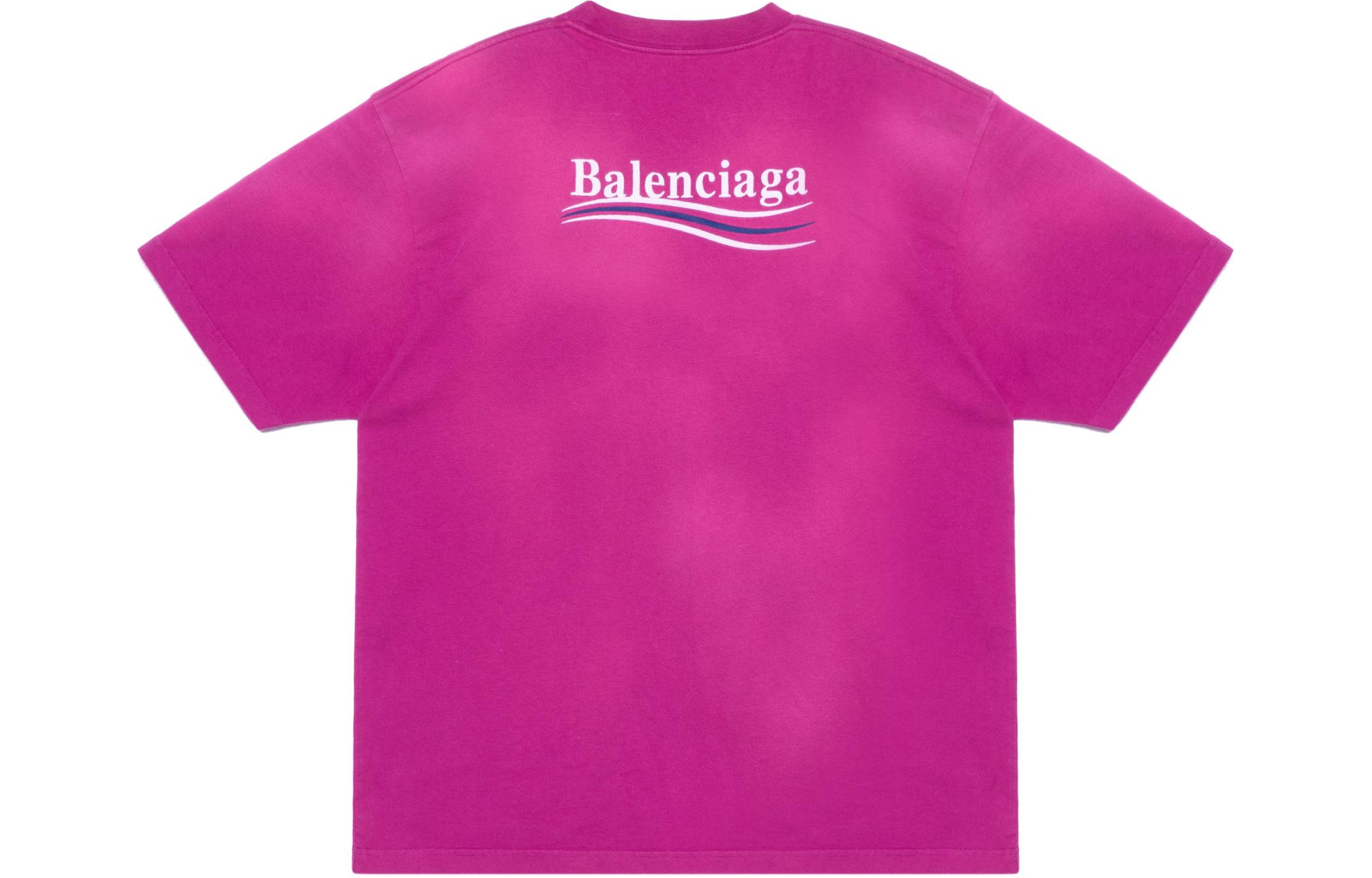 Оверсайз футболка 'Темная фуксия' Balenciaga, Розово-фиолетовая — фото 3