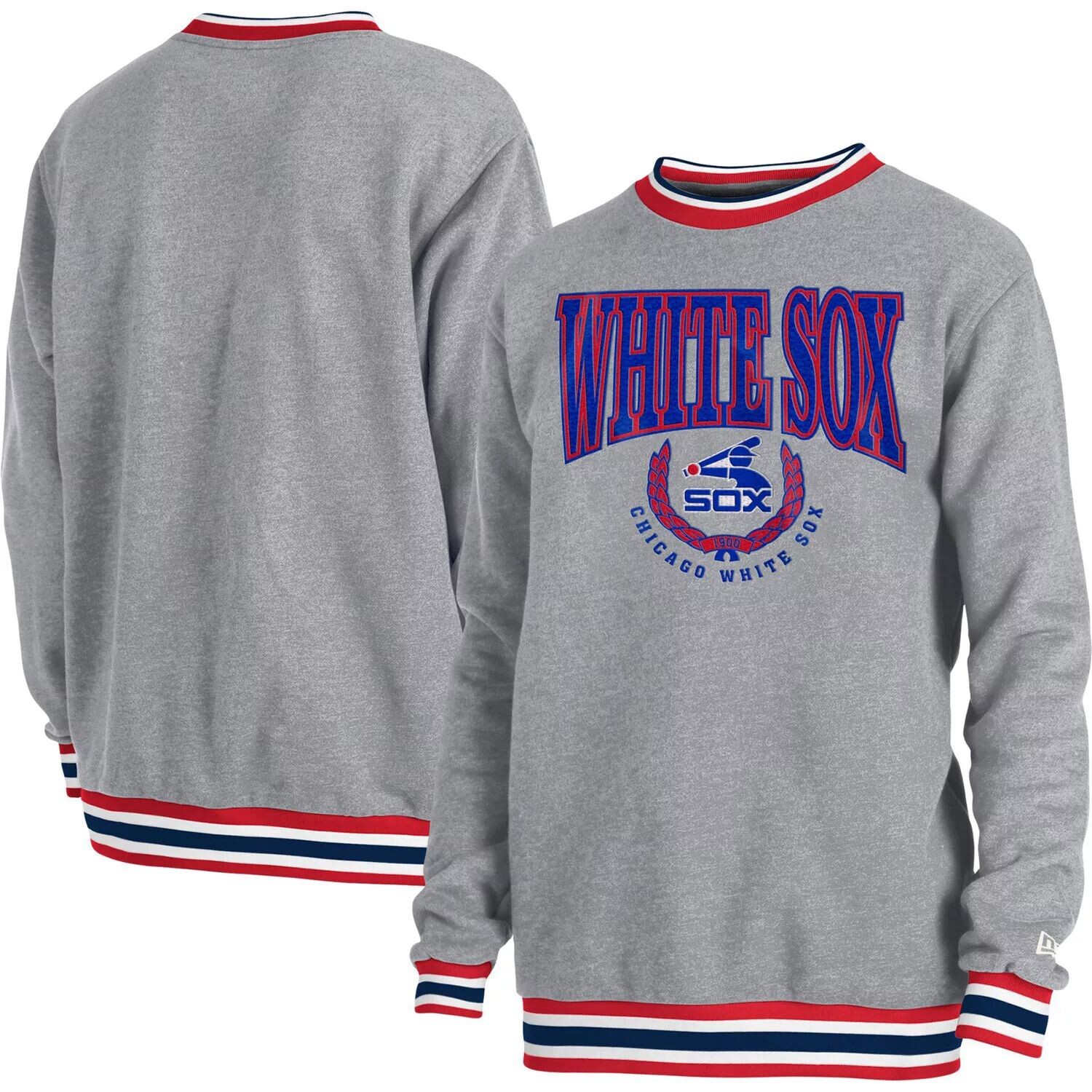 

Мужской классический пуловер с капюшоном с рисунком Хизер Серый Chicago White Sox Throwback New Era
