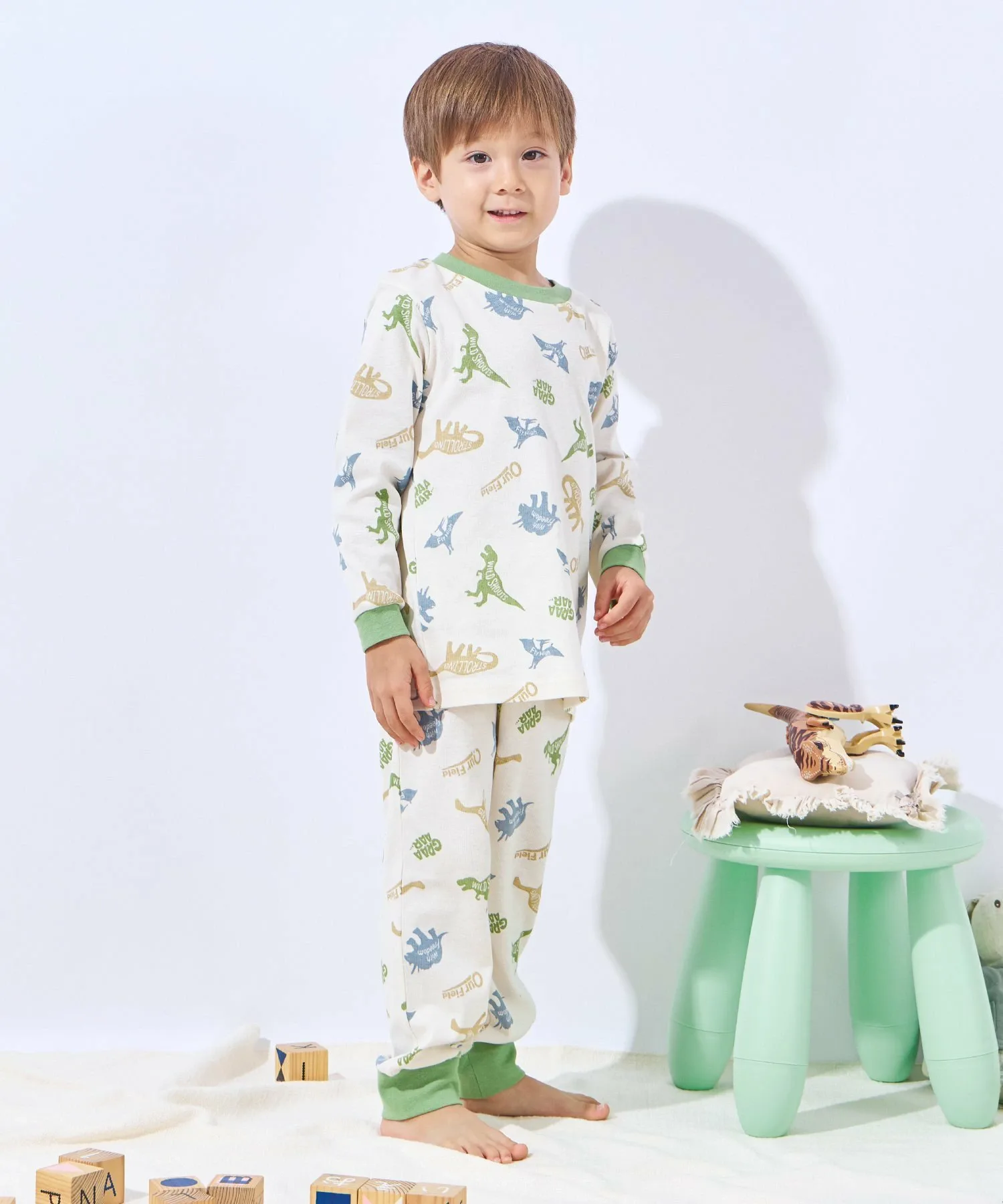 Домашняя одежда для мальчиков Ever Closet, Beige Dinosaur — фото 2