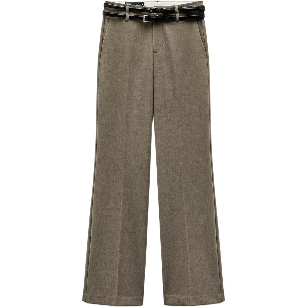 ZARA Женские повседневные брюки Trf с зебровым принтом khaki — фото 3