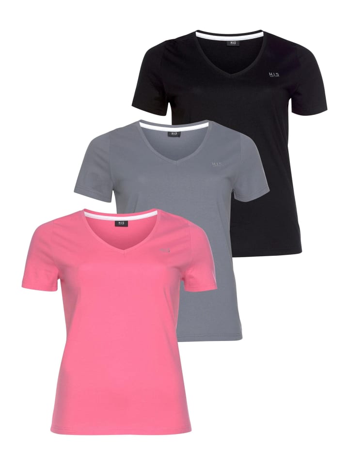 

Футболка черного, розового и дымчато-голубого цветов H.I.S., Черный, Футболка черного, розового и дымчато-голубого цветов H.I.S.