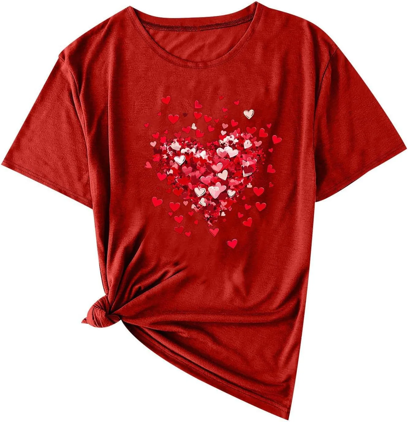 

Женская футболка с принтом в виде сердца, короткий рукав, круглый вырез