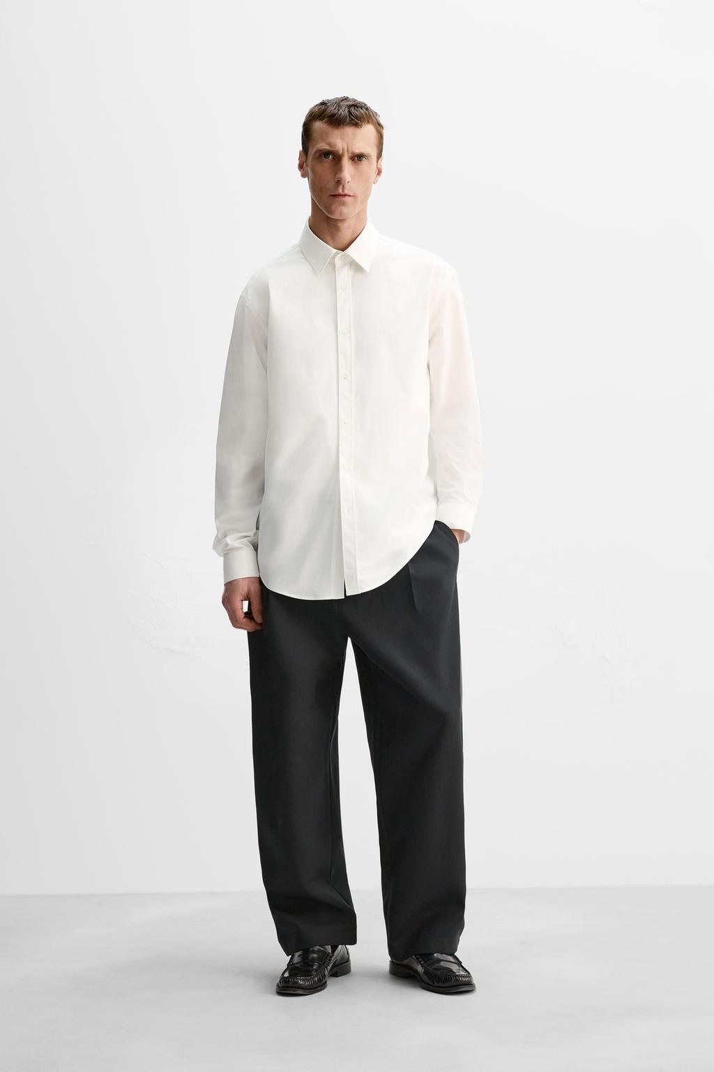 

Поплиновая рубашка ZARA, белый