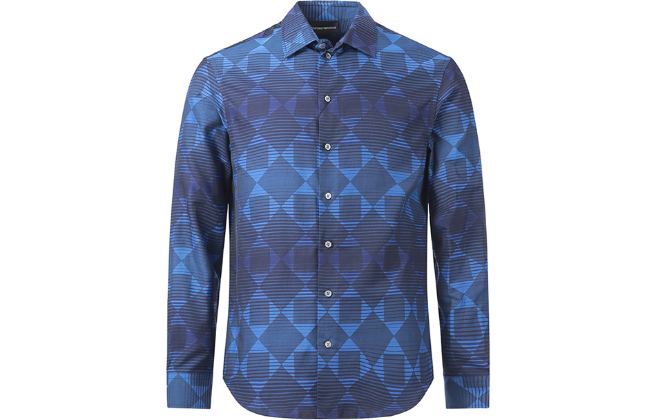 

EMPORIO ARMANI Рубашка FW22 мужская темно-синяя