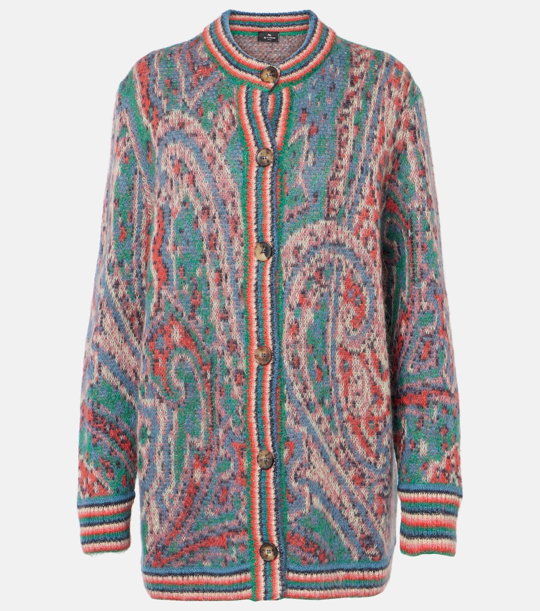 

Кардиган с жаккардовым узором из мохера с узором пейсли Etro, Print On Blue Base