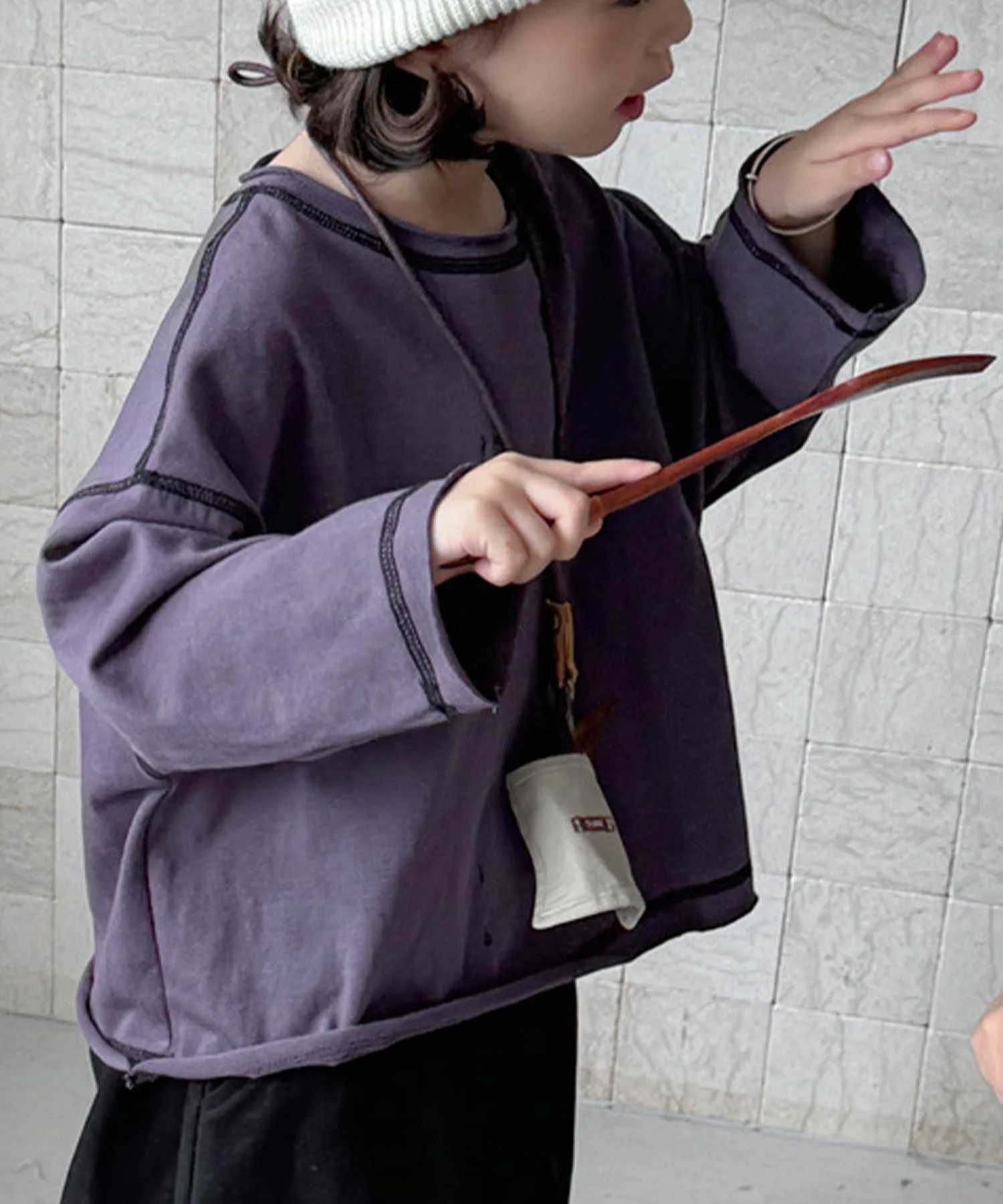 Футболка с длинными рукавами, подобранная по цвету. Aimoha Kids, purple — фото 4