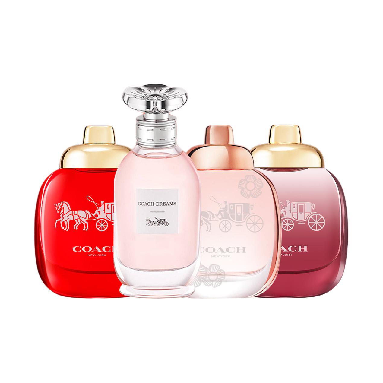 

COACH Набор пробников духов new york floral essence, четыре флакона eau de parfum edp, ароматы rose strawberry, 4,5 мл*4