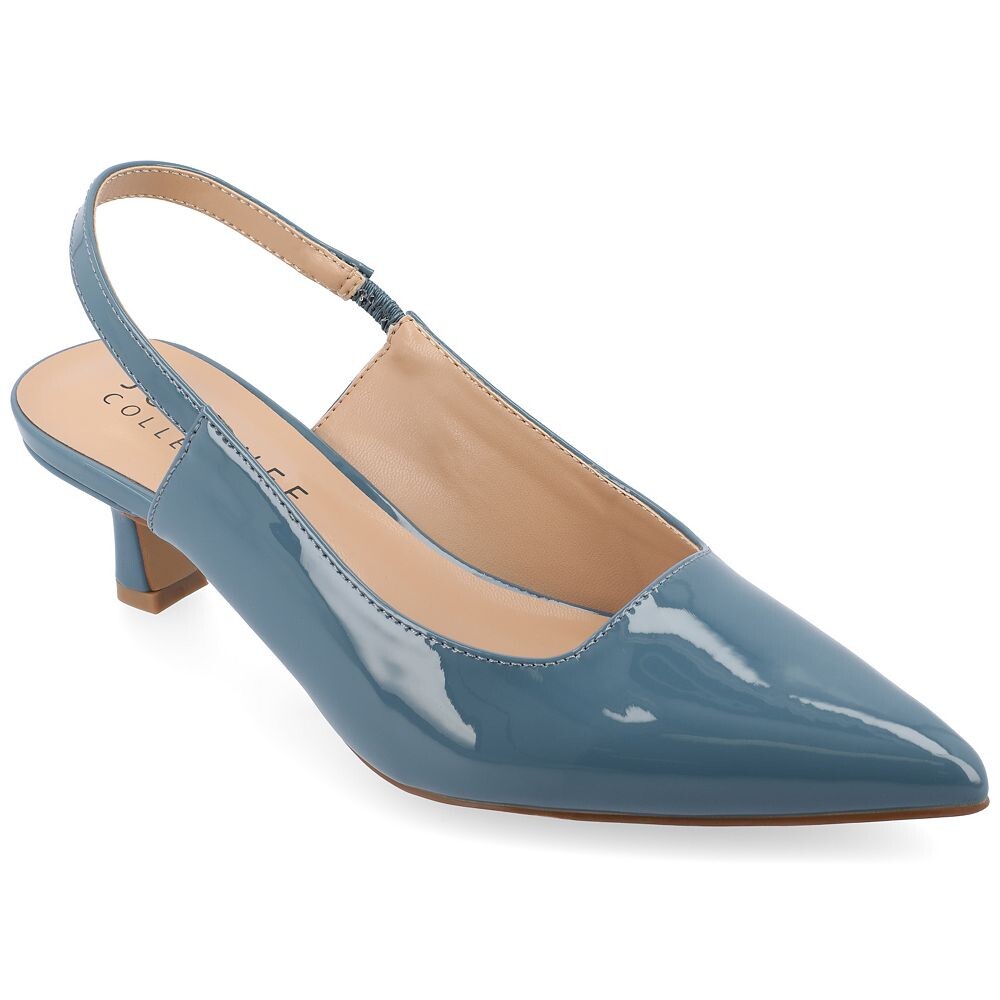 Женские туфли на каблуке с открытой пяткой Journee Collection Paulina, цвет Patent Blue