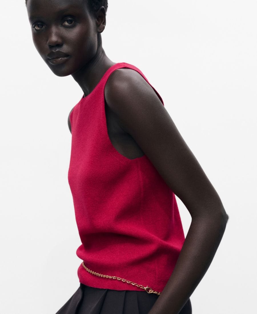 

Женская трикотажная блузка в тонкую ребристую вязку MANGO, Fuchsia