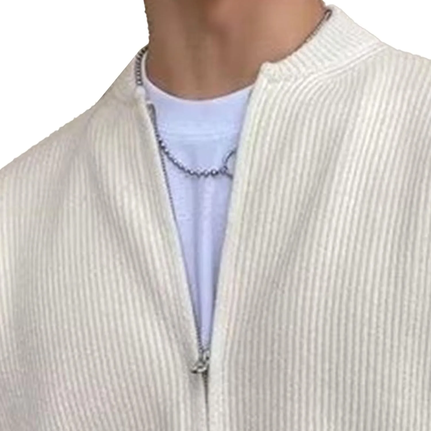 Мужской кардиган с круглым воротником Slim Fit, легкий, кабельная вязка — фото 2